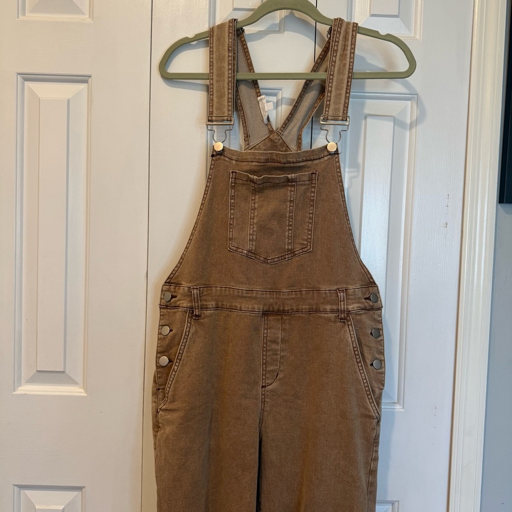 Boutique Flare Leg Overalls in Mineral Tan